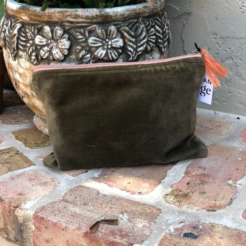 Velvet Zip Pouch with Tassel